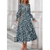 imagePRETTYGARDEN Womens Floral Maxi Dress 2025 Fall Long Sleeve V Neck Casual A Line Long Flowy Boho Party DressesFloral Blue Yellow