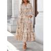 imagePRETTYGARDEN Womens Floral Maxi Dress 2025 Fall Long Sleeve V Neck Casual A Line Long Flowy Boho Party DressesFloral Khaki