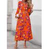 imagePRETTYGARDEN Womens Floral Maxi Dress 2025 Fall Long Sleeve V Neck Casual A Line Long Flowy Boho Party DressesFloral Orange Purple