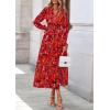 imagePRETTYGARDEN Womens Floral Maxi Dress 2025 Fall Long Sleeve V Neck Casual A Line Long Flowy Boho Party DressesFloral Red