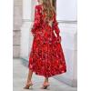 imagePRETTYGARDEN Womens Floral Maxi Dress 2025 Fall Long Sleeve V Neck Casual A Line Long Flowy Boho Party DressesFloral Red