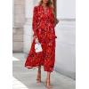 imagePRETTYGARDEN Womens Floral Maxi Dress 2025 Fall Long Sleeve V Neck Casual A Line Long Flowy Boho Party DressesFloral Red