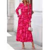 imagePRETTYGARDEN Womens Floral Maxi Dress 2025 Fall Long Sleeve V Neck Casual A Line Long Flowy Boho Party DressesRed Big Floral