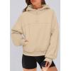 imagePRETTYGARDEN Womens Hoodies Cropped Fleece Sweatshirts 2025 Fall Fashion Quarter Zip Pullover Long Sleeve Tops Winter ClothesApricot