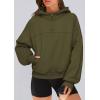 imagePRETTYGARDEN Womens Hoodies Cropped Fleece Sweatshirts 2025 Fall Fashion Quarter Zip Pullover Long Sleeve Tops Winter ClothesArmy Green