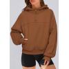imagePRETTYGARDEN Womens Hoodies Cropped Fleece Sweatshirts 2025 Fall Fashion Quarter Zip Pullover Long Sleeve Tops Winter ClothesBrown