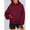 imagePRETTYGARDEN Womens Hoodies Cropped Fleece Sweatshirts 2025 Fall Fashion Quarter Zip Pullover Long Sleeve Tops Winter ClothesBurgundy