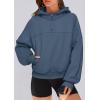 imagePRETTYGARDEN Womens Hoodies Cropped Fleece Sweatshirts 2025 Fall Fashion Quarter Zip Pullover Long Sleeve Tops Winter ClothesGrey Blue