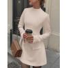 imagePRETTYGARDEN Womens Long Sleeve Mini Dress 2025 Fall Bodycon Mock Neck Elegant Business Work Party Short DressesBeige Apricot