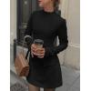 imagePRETTYGARDEN Womens Long Sleeve Mini Dress 2025 Fall Bodycon Mock Neck Elegant Business Work Party Short DressesBlack