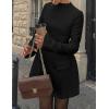 imagePRETTYGARDEN Womens Long Sleeve Mini Dress 2025 Fall Bodycon Mock Neck Elegant Business Work Party Short DressesBlack