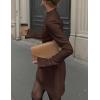 imagePRETTYGARDEN Womens Long Sleeve Mini Dress 2025 Fall Bodycon Mock Neck Elegant Business Work Party Short DressesBrown