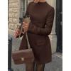 imagePRETTYGARDEN Womens Long Sleeve Mini Dress 2025 Fall Bodycon Mock Neck Elegant Business Work Party Short DressesBrown
