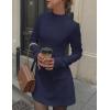 imagePRETTYGARDEN Womens Long Sleeve Mini Dress 2025 Fall Bodycon Mock Neck Elegant Business Work Party Short DressesDark Blue