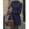 imagePRETTYGARDEN Womens Long Sleeve Mini Dress 2025 Fall Bodycon Mock Neck Elegant Business Work Party Short DressesDark Blue