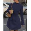 imagePRETTYGARDEN Womens Long Sleeve Mini Dress 2025 Fall Bodycon Mock Neck Elegant Business Work Party Short DressesDark Blue