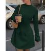 imagePRETTYGARDEN Womens Long Sleeve Mini Dress 2025 Fall Bodycon Mock Neck Elegant Business Work Party Short DressesDark Green
