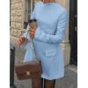 imagePRETTYGARDEN Womens Long Sleeve Mini Dress 2025 Fall Bodycon Mock Neck Elegant Business Work Party Short DressesLight Blue