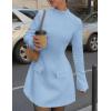 imagePRETTYGARDEN Womens Long Sleeve Mini Dress 2025 Fall Bodycon Mock Neck Elegant Business Work Party Short DressesLight Blue