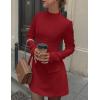 imagePRETTYGARDEN Womens Long Sleeve Mini Dress 2025 Fall Bodycon Mock Neck Elegant Business Work Party Short DressesRed