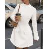 imagePRETTYGARDEN Womens Long Sleeve Mini Dress 2025 Fall Bodycon Mock Neck Elegant Business Work Party Short DressesWhite