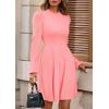 imagePRETTYGARDEN Womens Long Sleeve Mini Dress 2025 Fall Trendy Crewneck Ribbed Knit Soft A Line Flowy Summer Formal DressesPink