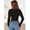 imagePRETTYGARDEN Womens Long Sleeve Shirts 2025 Fall Trendy Crewneck Slim Fit Asymmetrical Going Out Tops Ruched Tee Y2k ClothesBlack