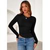 imagePRETTYGARDEN Womens Long Sleeve Shirts 2025 Fall Trendy Crewneck Slim Fit Asymmetrical Going Out Tops Ruched Tee Y2k ClothesBlack