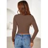 imagePRETTYGARDEN Womens Long Sleeve Shirts 2025 Fall Trendy Crewneck Slim Fit Asymmetrical Going Out Tops Ruched Tee Y2k ClothesBrown
