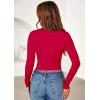 imagePRETTYGARDEN Womens Long Sleeve Shirts 2025 Fall Trendy Crewneck Slim Fit Asymmetrical Going Out Tops Ruched Tee Y2k ClothesRed