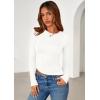 imagePRETTYGARDEN Womens Long Sleeve Shirts 2025 Fall Trendy Crewneck Slim Fit Asymmetrical Going Out Tops Ruched Tee Y2k ClothesWhite