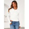 imagePRETTYGARDEN Womens Long Sleeve Shirts 2025 Fall Trendy Crewneck Slim Fit Asymmetrical Going Out Tops Ruched Tee Y2k ClothesWhite