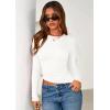 imagePRETTYGARDEN Womens Long Sleeve Shirts 2025 Fall Trendy Crewneck Slim Fit Asymmetrical Going Out Tops Ruched Tee Y2k ClothesWhite