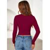 imagePRETTYGARDEN Womens Long Sleeve Shirts 2025 Fall Trendy Crewneck Slim Fit Asymmetrical Going Out Tops Ruched Tee Y2k ClothesWine Red