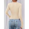 imagePRETTYGARDEN Womens Long Sleeve T Shirts 2025 Fall Trendy Deep V Neck Slim Fit Basic Crop Tops Casual Going Out TopBeige