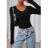 imagePRETTYGARDEN Womens Long Sleeve T Shirts 2025 Fall Trendy Deep V Neck Slim Fit Basic Crop Tops Casual Going Out TopBlack