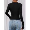 imagePRETTYGARDEN Womens Long Sleeve T Shirts 2025 Fall Trendy Deep V Neck Slim Fit Basic Crop Tops Casual Going Out TopBlack