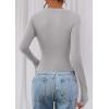 imagePRETTYGARDEN Womens Long Sleeve T Shirts 2025 Fall Trendy Deep V Neck Slim Fit Basic Crop Tops Casual Going Out TopGrey