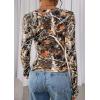 imagePRETTYGARDEN Womens Long Sleeve T Shirts 2025 Fall Trendy Deep V Neck Slim Fit Basic Crop Tops Casual Going Out TopKhaki Floral