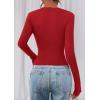 imagePRETTYGARDEN Womens Long Sleeve T Shirts 2025 Fall Trendy Deep V Neck Slim Fit Basic Crop Tops Casual Going Out TopRed