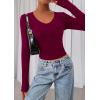 imagePRETTYGARDEN Womens Long Sleeve T Shirts 2025 Fall Trendy Deep V Neck Slim Fit Basic Crop Tops Casual Going Out TopWine Red