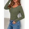 imagePRETTYGARDEN Womens Long Sleeve Tops 2025 Fall Fashion Henley Shirts Slim Fitted Ribbed Knit Tees Blouses Going Out OutfitsArmy Green