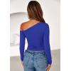 imagePRETTYGARDEN Womens Off Shoulder Long Sleeve Shirts 2025 Fall Ruched Fitted Asymmetrical Going Out Tops Trendy Y2K ClothesRoyal Blue