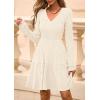 imagePRETTYGARDEN Womens Sweater Dress 2025 Fall Long Sleeve V Neck A Line Fit and Flare Ribbed Short Dresses Knit Outfits PocketsBeige