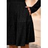 imagePRETTYGARDEN Womens Sweater Dress 2025 Fall Long Sleeve V Neck A Line Fit and Flare Ribbed Short Dresses Knit Outfits PocketsBlack