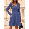 imagePRETTYGARDEN Womens Sweater Dress 2025 Fall Long Sleeve V Neck A Line Fit and Flare Ribbed Short Dresses Knit Outfits PocketsBlue