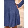 imagePRETTYGARDEN Womens Sweater Dress 2025 Fall Long Sleeve V Neck A Line Fit and Flare Ribbed Short Dresses Knit Outfits PocketsBlue
