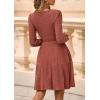 imagePRETTYGARDEN Womens Sweater Dress 2025 Fall Long Sleeve V Neck A Line Fit and Flare Ribbed Short Dresses Knit Outfits PocketsCaramel
