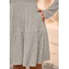 imagePRETTYGARDEN Womens Sweater Dress 2025 Fall Long Sleeve V Neck A Line Fit and Flare Ribbed Short Dresses Knit Outfits PocketsLight Grey