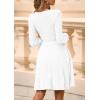 imagePRETTYGARDEN Womens Sweater Dress 2025 Fall Long Sleeve V Neck A Line Fit and Flare Ribbed Short Dresses Knit Outfits PocketsWhite